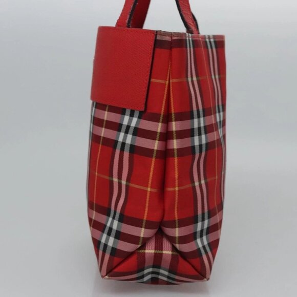 BURBERRY Nova Check Hand Bag Nylon Red Auth ti2831 - Picture 4 of 16